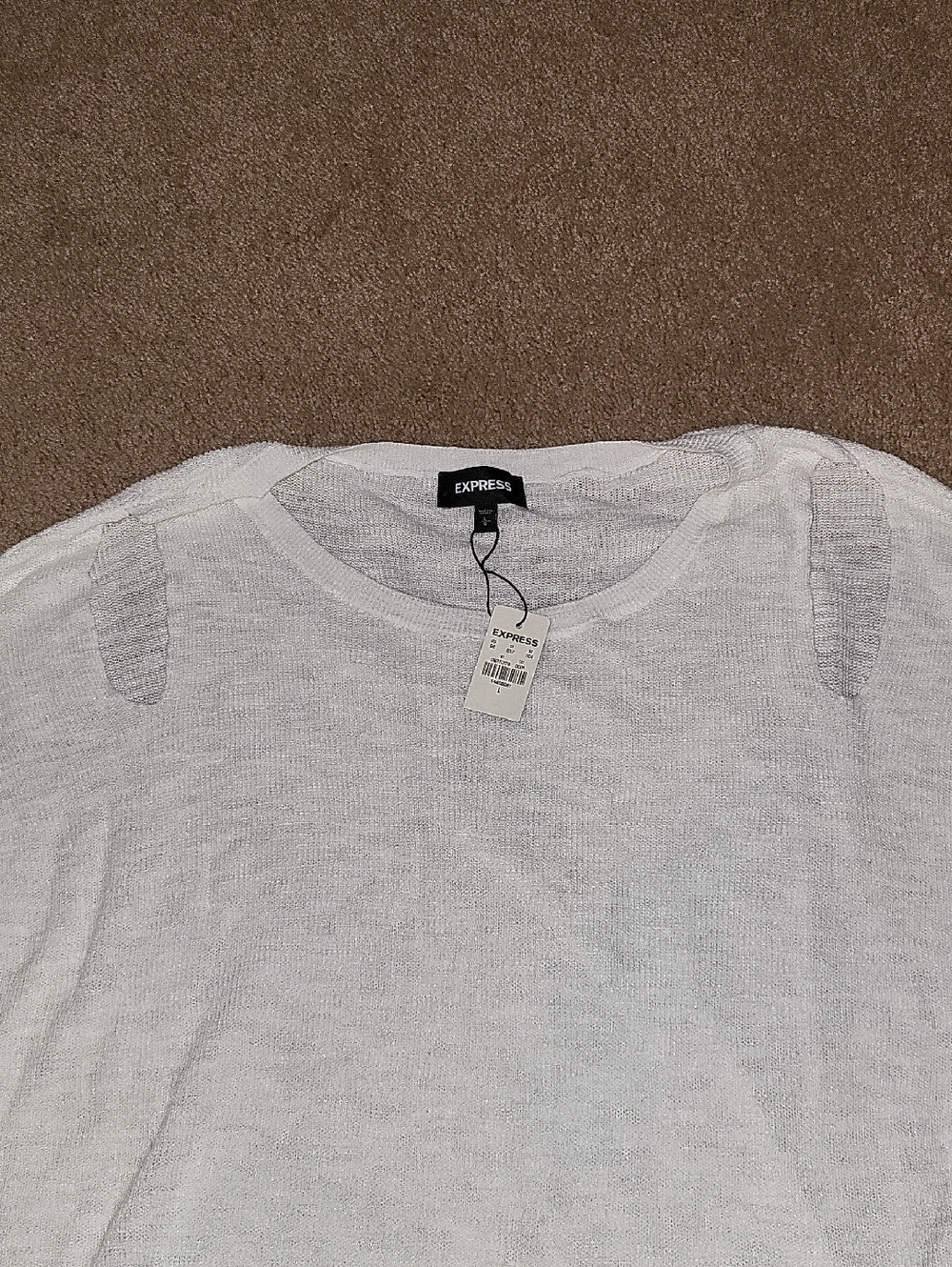 Express Ivory Open-Knit Rounded Sweater - Picture 3 of 4
